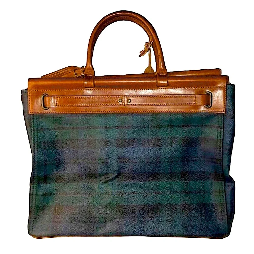 RALPH LAUREN Black Watch Tartan Plaid Doctor's Work Carry-On Laptop Bag 38cm